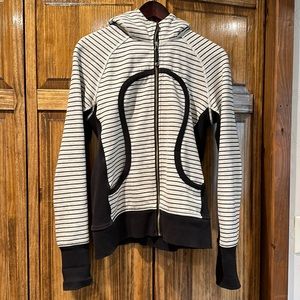 Lululemon Scuba Hoodie Black & White Zip Up Hoodie Women’s Size 10